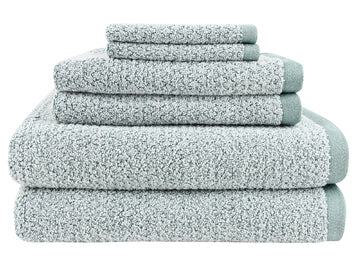 Everplush Hokime Ribbed Towels, Bath Towel Set - 6 Piece, Shitake Grey