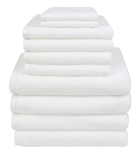 Diamond Jacquard Towels, Bath Towel Set - 10 Piece, White