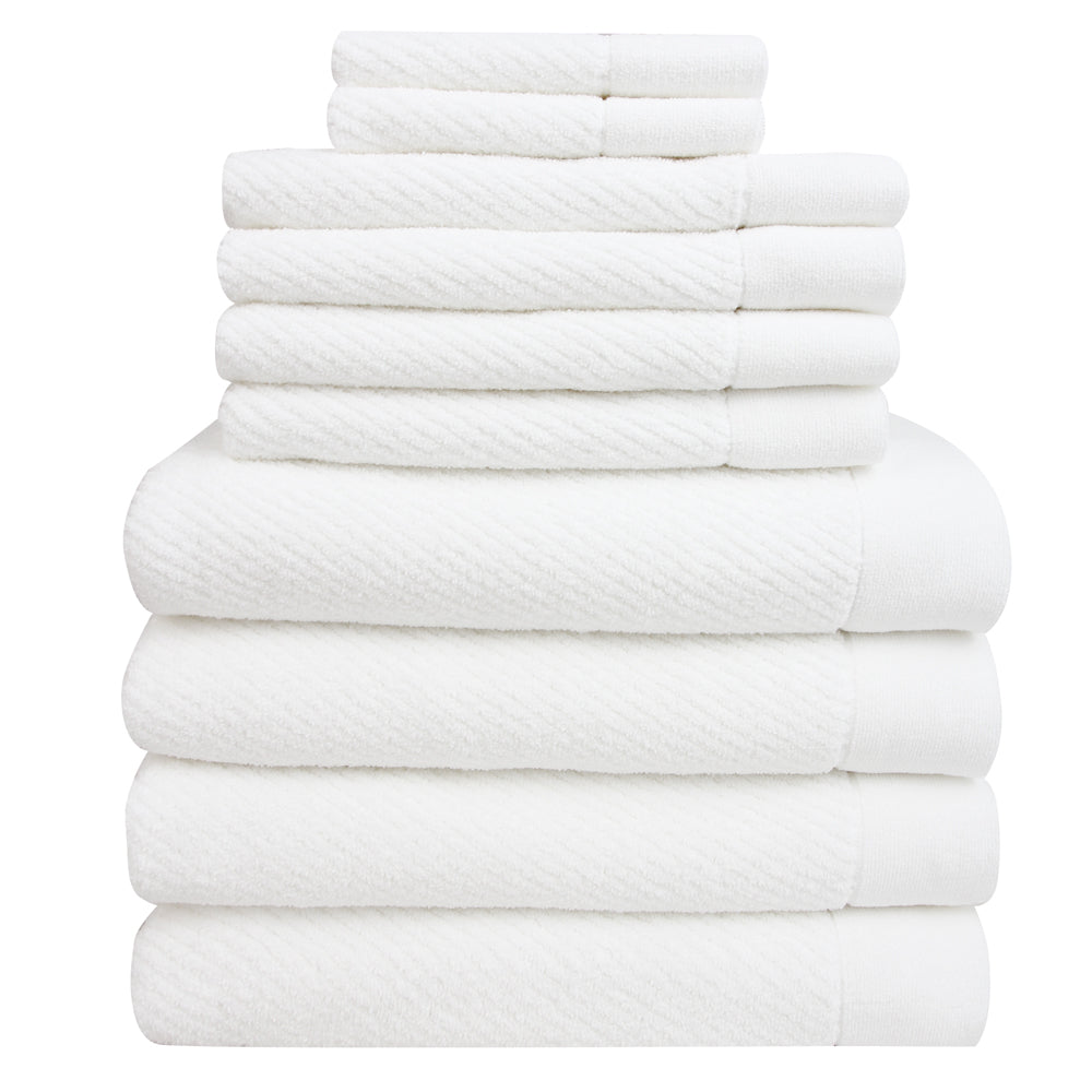 Everplush Hokime Ribbed Towels, Bath Towel Set - 6 Piece, White