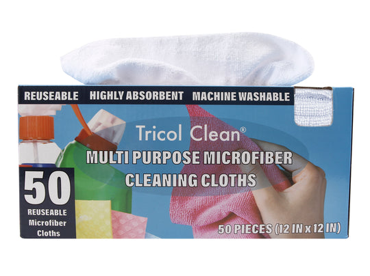 Tricol Clean 50 PK Edgeless Microfiber Cleaning Rag in Dispenser Box