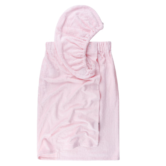 Extra Plush Bath Wrap + Hair Turban Set - Pink