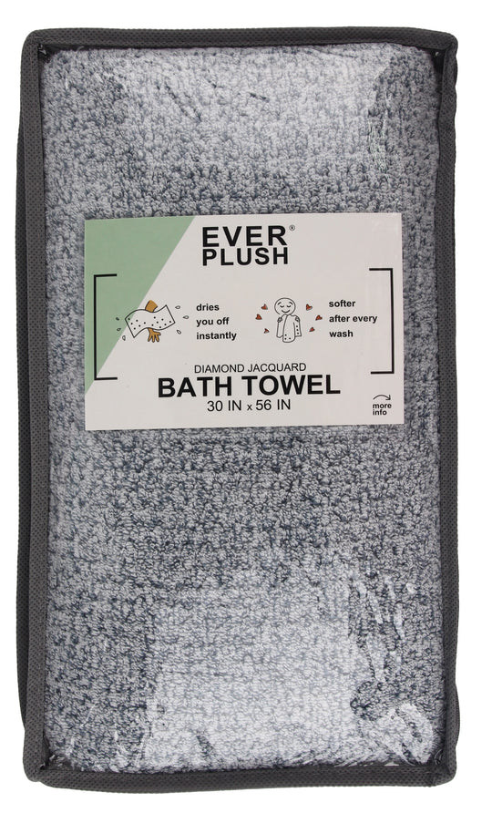 Diamond Jacquard Towels, Bath Towel - 1 Piece, Grey