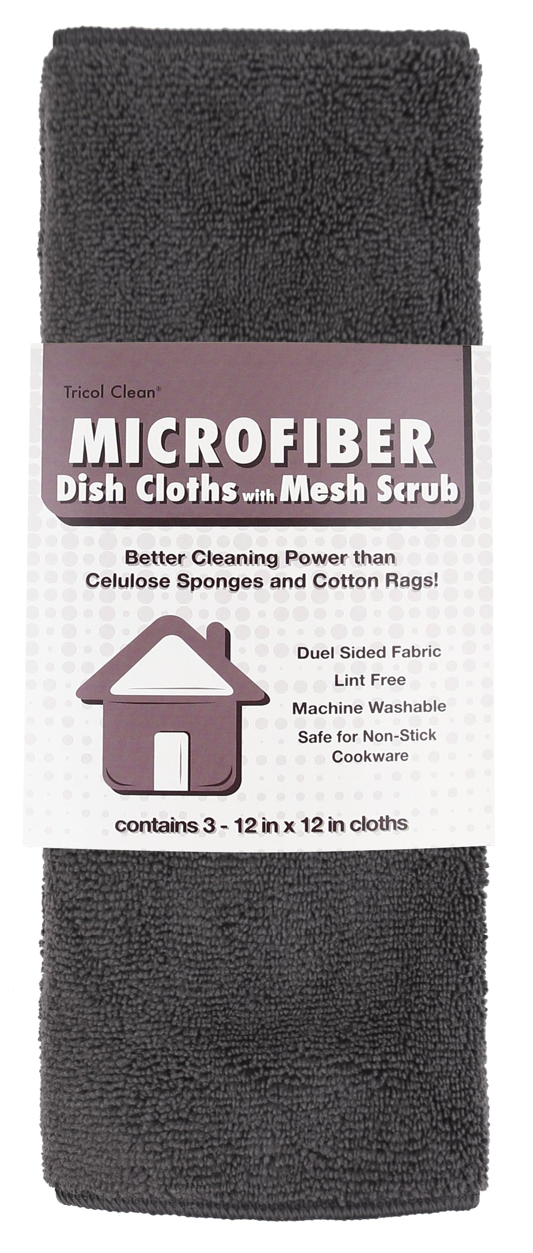 Microfiber Dish Cloths with Mesh Scrub, 3 Pack, Charcoal – The Everplush  Company
