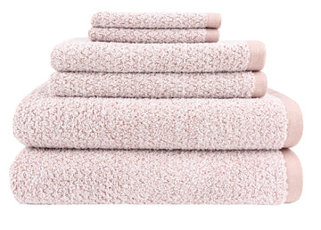 Diamond Jacquard 6 Piece Bath Sheet Towel Set Rose