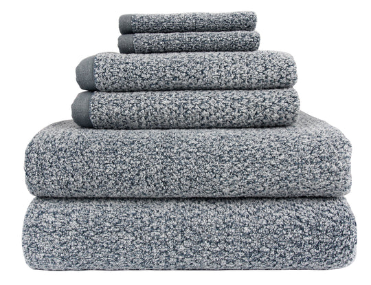 Diamond Jacquard Towels 6 Piece Bath Towel Set, Dusk (Grey Blue)