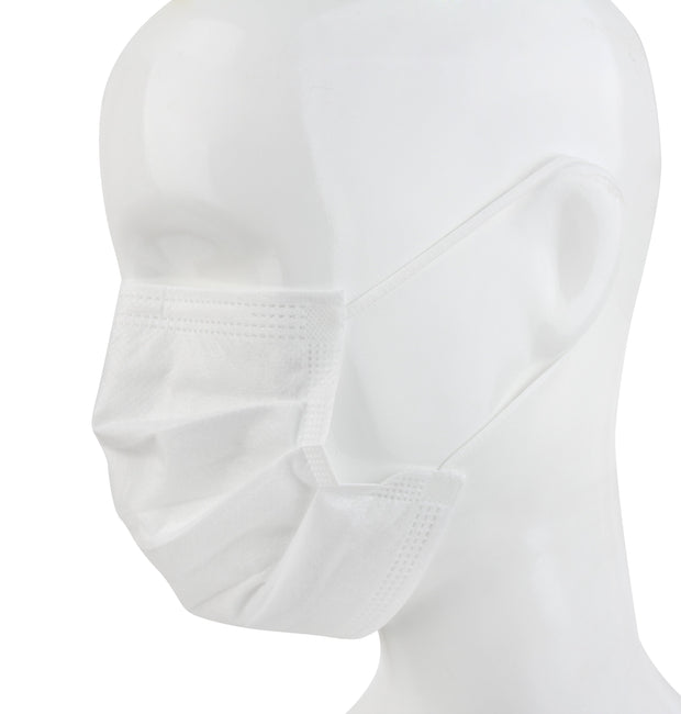 Disposable 3 Ply Face Mask in white, 50 PK (non-medical)