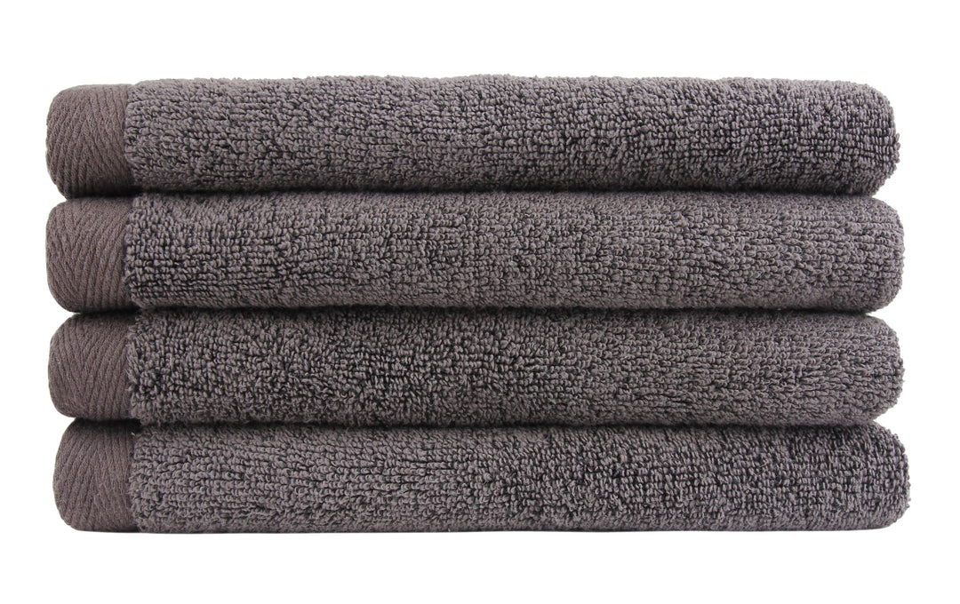The Everplush Company Flat Loop Hand Towels - 4 Pack, Charcoal