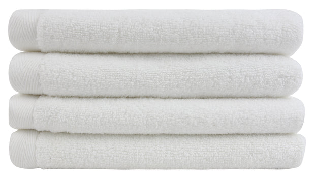 Flat Loop Hand Towels - 4 Pack, Porcelain (White)