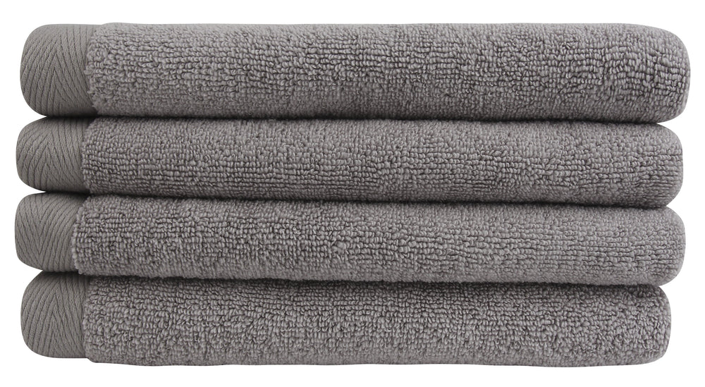Flat Loop Hand Towels - 4 Pack, Ash (Light Grey)