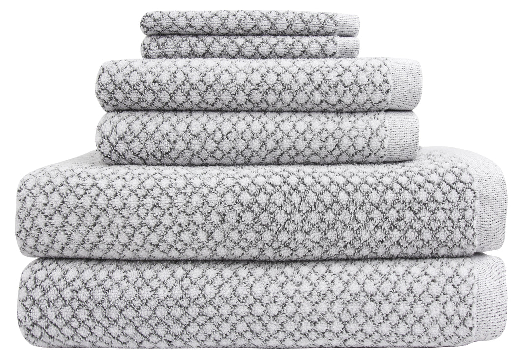 Everplush 4-Piece Marble (White and Grey) Cotton Quick Dry Hand