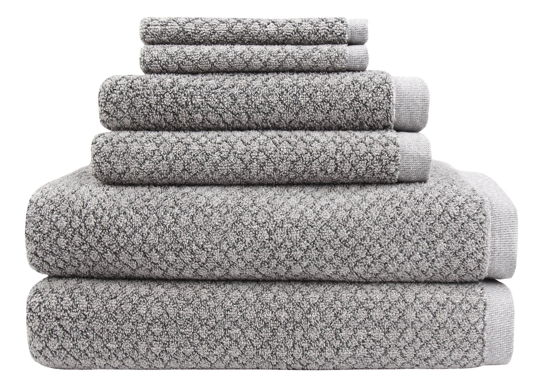 Everplush Hokime Ribbed Towels, Bath Towel Set - 10 Piece, Grey