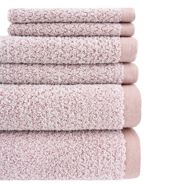 Diamond Jacquard 6 Piece Bath Sheet Towel Set Rose