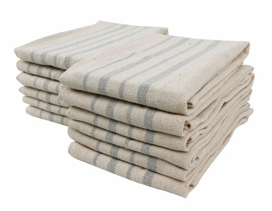 Recycled Cotton Kitchen Towels, Fog, 12 Pack
