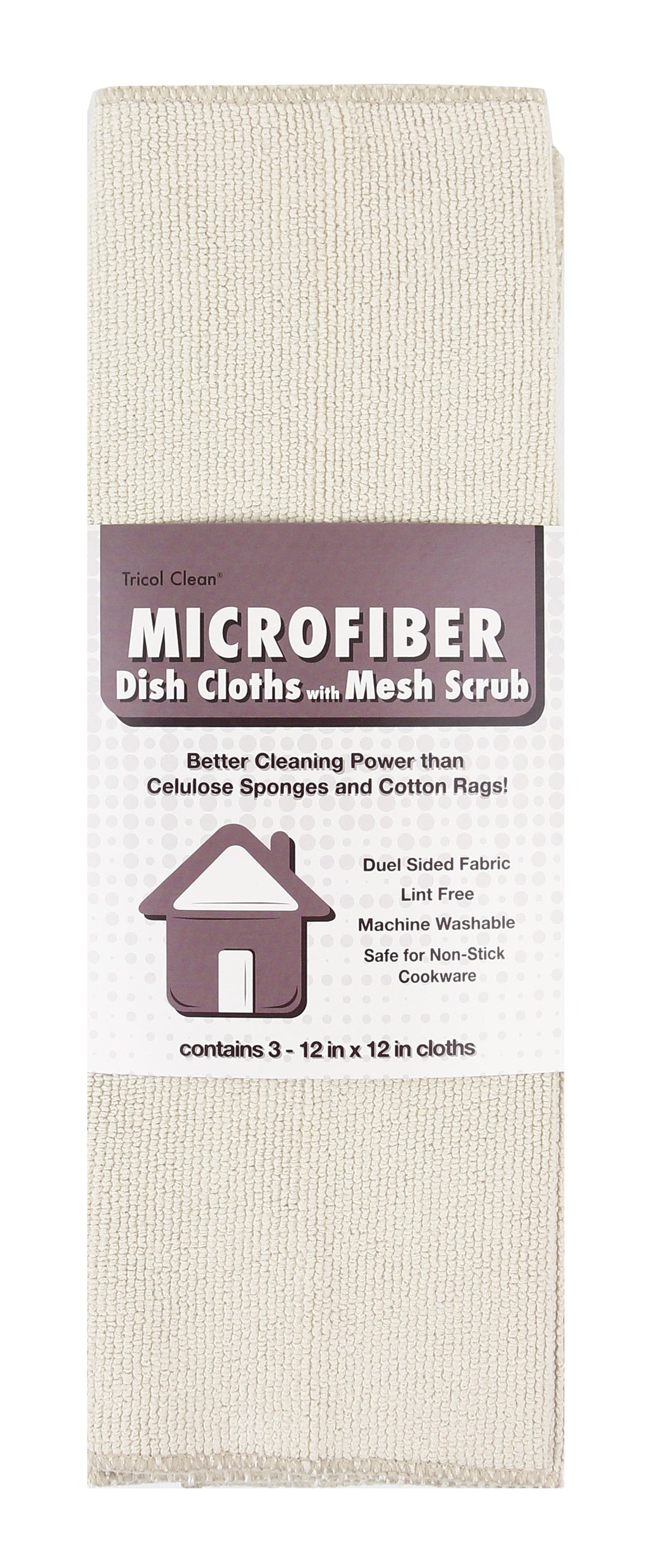 Microfiber Dish Cloths with Mesh Scrub, 3 Pack