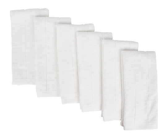 Everplush Rayon Windowpane Kitchen and Dish Towels, 6 Pack, Porcelain (White)