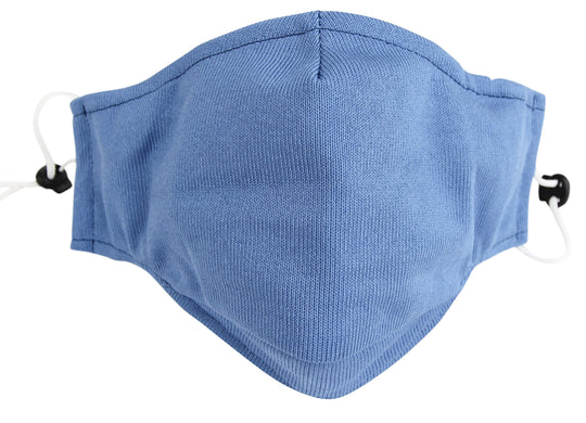 3 Ply Reusable Face Mask, Cerulean Blue, Large, 3 Pack