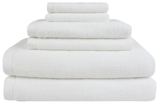 everplush flat loop bath towel set white