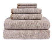 Diamond Jacquard Towels 6 Piece Bath Towel Set, Khaki (Light Brown) Recycled