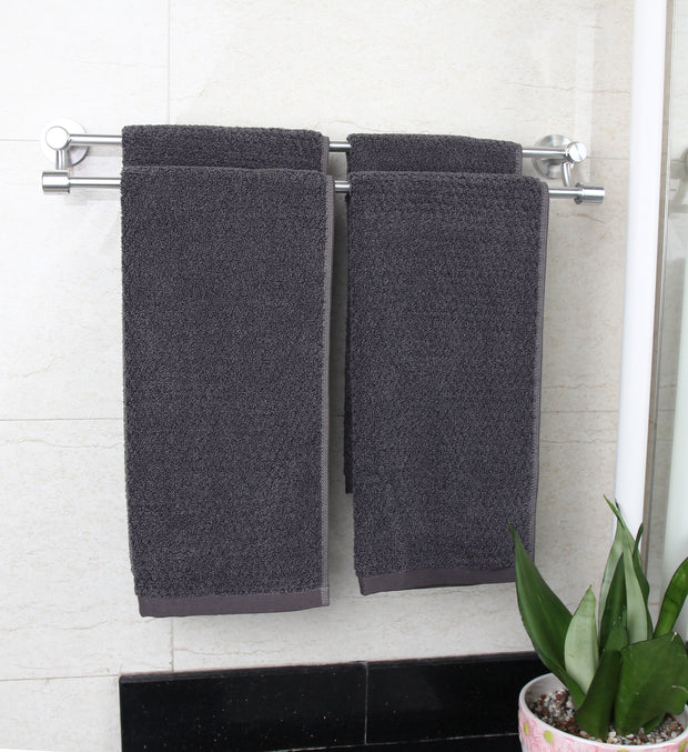 Diamond Jacquard Hand Towels - 4 Pack, Charcoal (Dark Grey)
