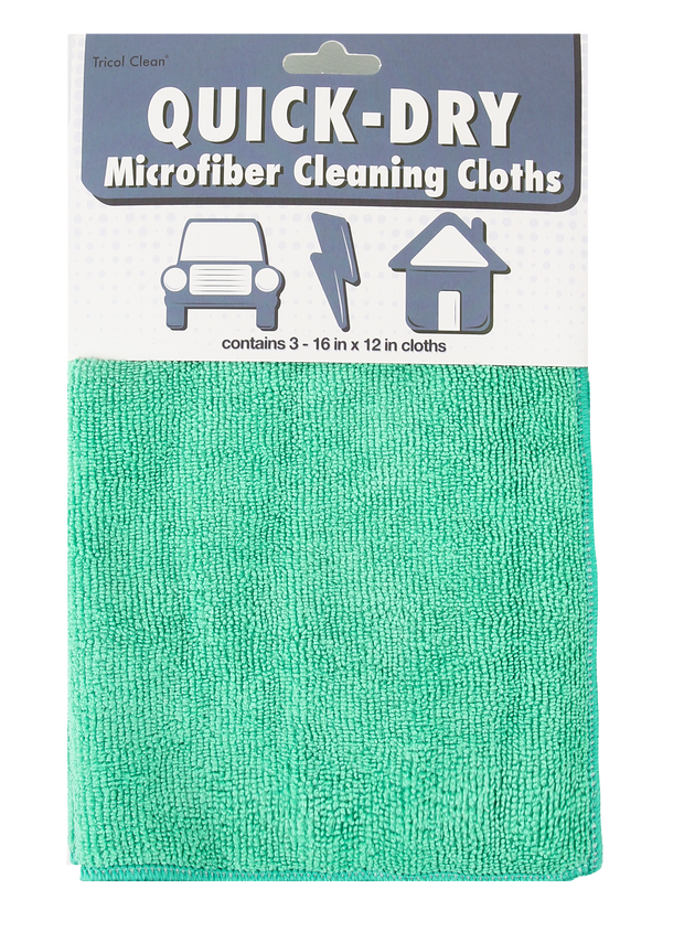 Quick Dry Microfiber Cleaning Cloths, Set of 3
