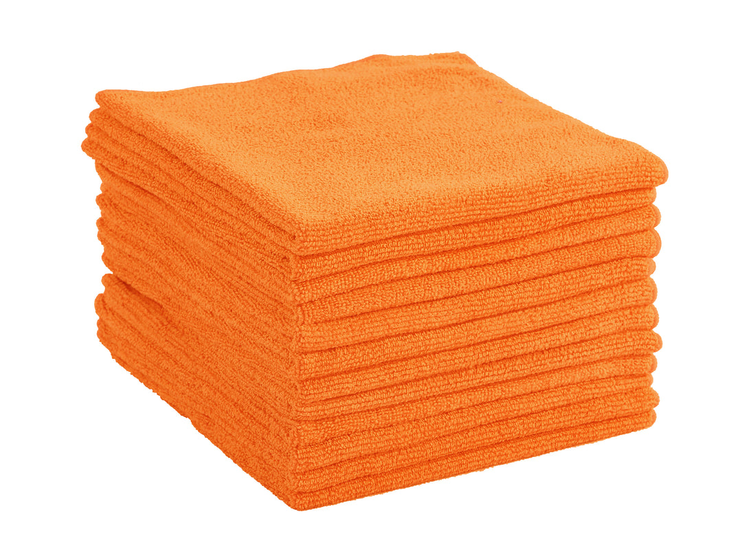 Commercial Grade Microfiber Cleaning Cloths, 12 Pack - Orange for Shop –  The Everplush Company
