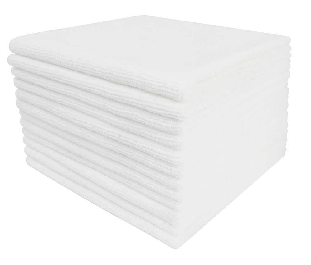 Commercial Grade Microfiber Cleaning Cloths, 12 Pack - White for Spot Cleaning