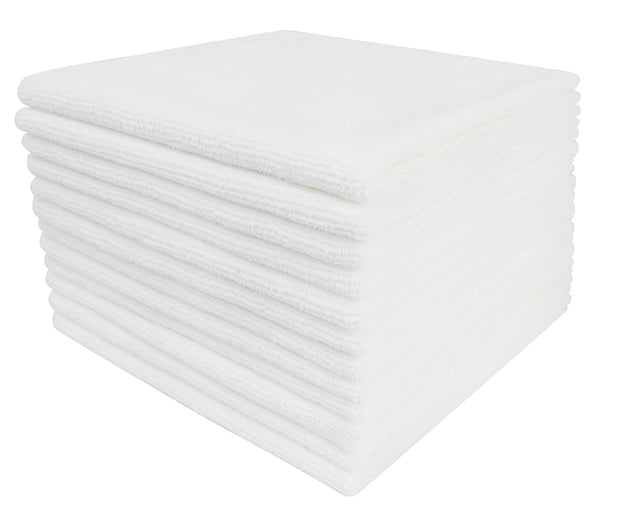 Commercial Grade Microfiber Cleaning Cloths, 12 Pack - White for Spot Cleaning