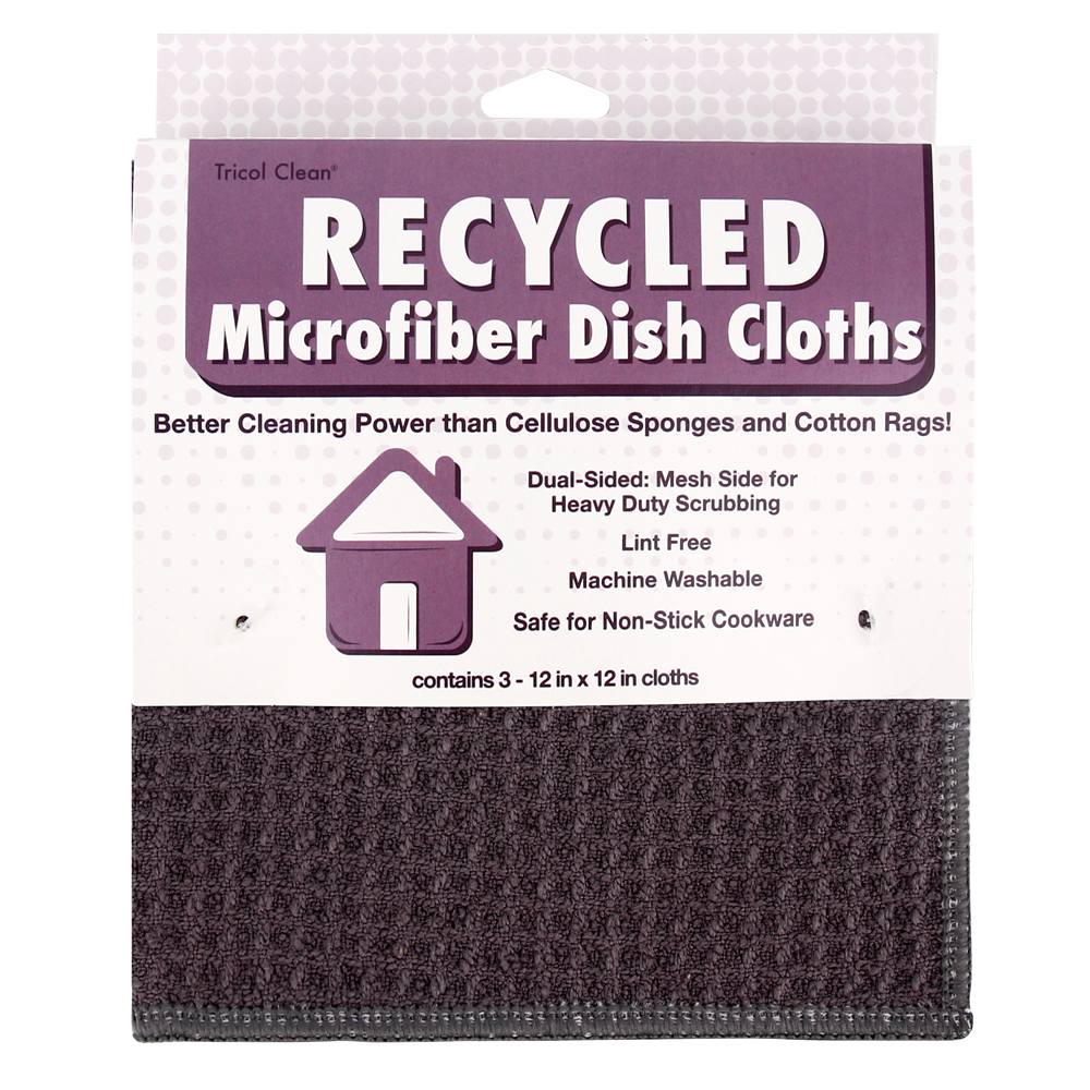 Recycled Honeycomb Dish Cloths w/ Mesh Scrub for Kitchen, 3-Pack Towels, Charcoal