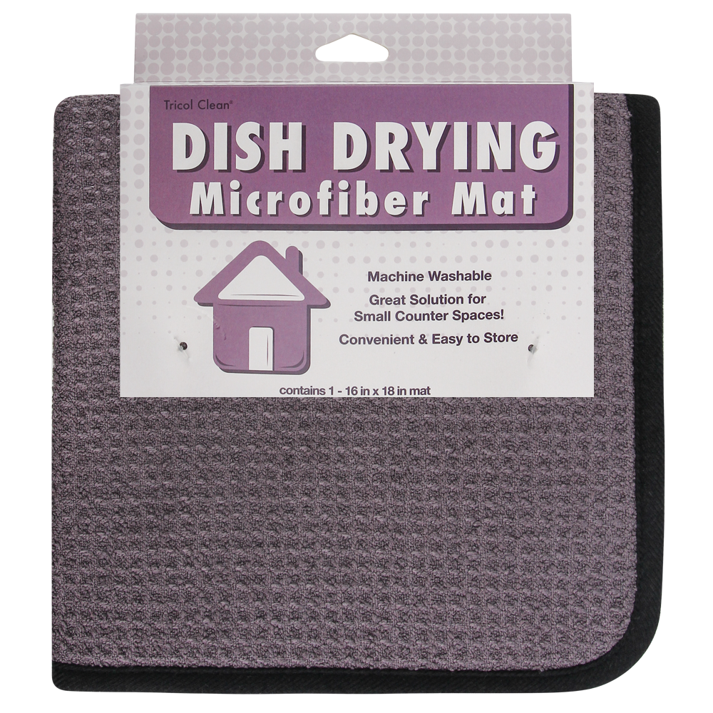 Recycled Honeycomb Microfiber Dish Drying Mat, Charcoal