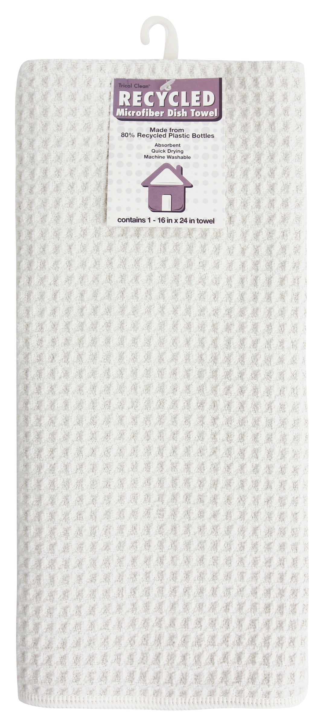 Tricol Clean Recycled Honeycomb Microfiber Dish Drying Mat, White
