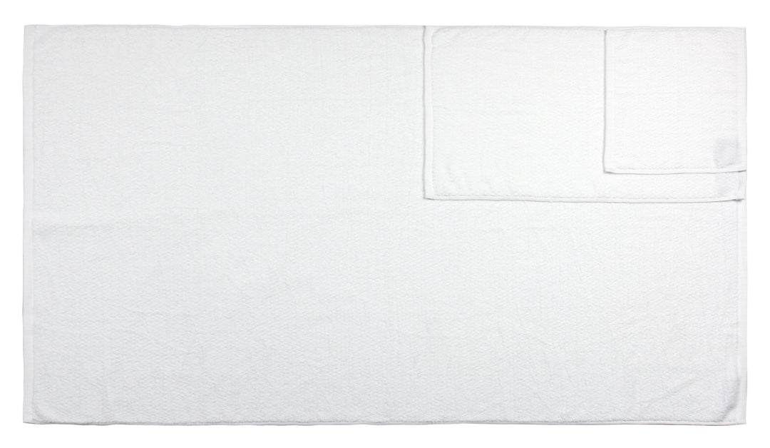 Diamond Jacquard Towels, 6 Piece Bath Sheet Towel Set, White Recycled