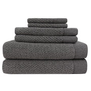 Hokime Ribbed Towels, Bath Towel Set - 6 Piece, Shitake Grey