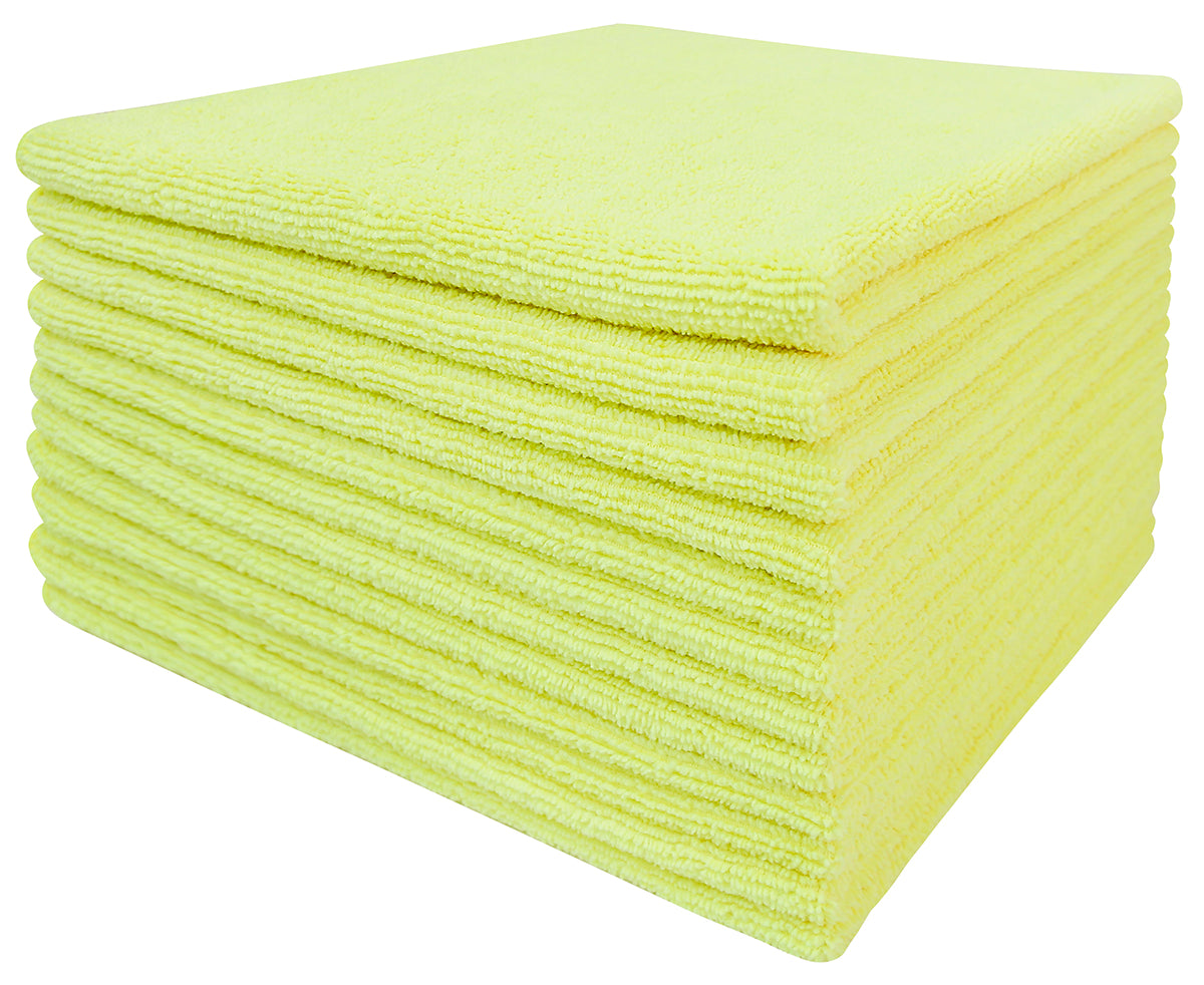 Commercial Grade Microfiber Cleaning Cloths, 12 Pack - Yellow for Poli ...