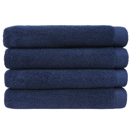 Flat Loop Hand Towels - 4 Pack, Navy Blue