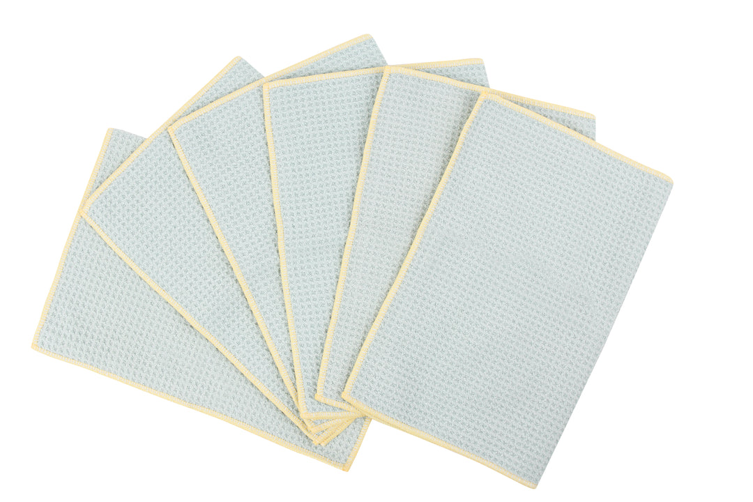 Waffle Kitchen Towels, 6 Pack, Cool Blue