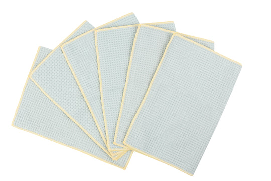 Waffle Kitchen Towels, 6 Pack, Cool Blue