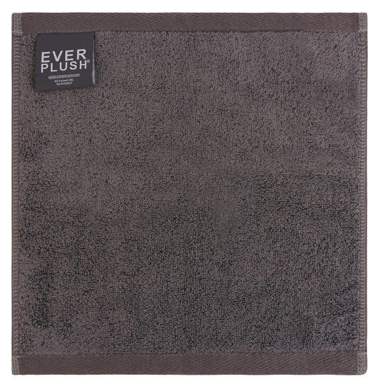 Flat Loop Washcloths - 6 Pack, Charcoal (Dark Grey)