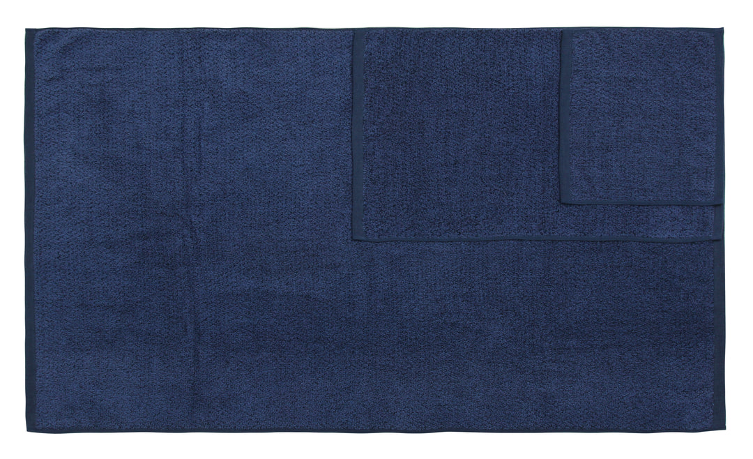 Diamond Jacquard Towels 6 Piece Bath Towel Set, Navy Blue Recycled