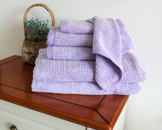 Diamond Jacquard Towels, 6 Piece Bath Sheet Towel Set, Lavender
