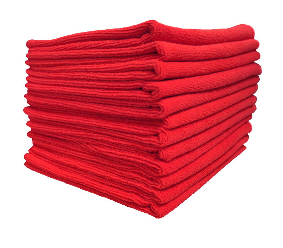 Commercial Grade Microfiber Cleaning Cloths, 12 Pack - Red for Bathroo –  The Everplush Company
