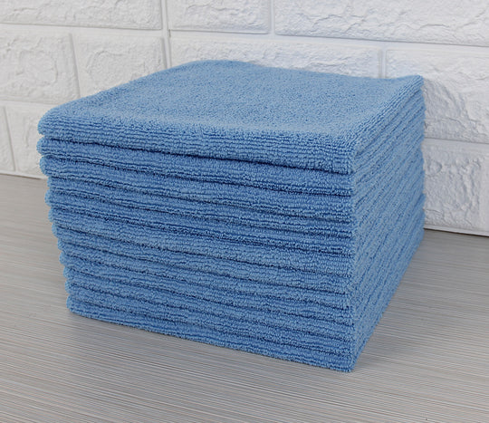 Commercial Grade Microfiber Cleaning Cloths, 12 Pack - Blue for Everyday Cleaning