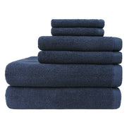 Flat Loop 6 Piece Bath Towel Set, Navy Blue